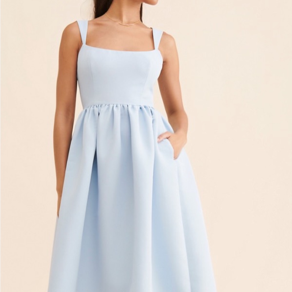 Sachin + Babi Blaine Taffeta Dress Blue Midi Size 4